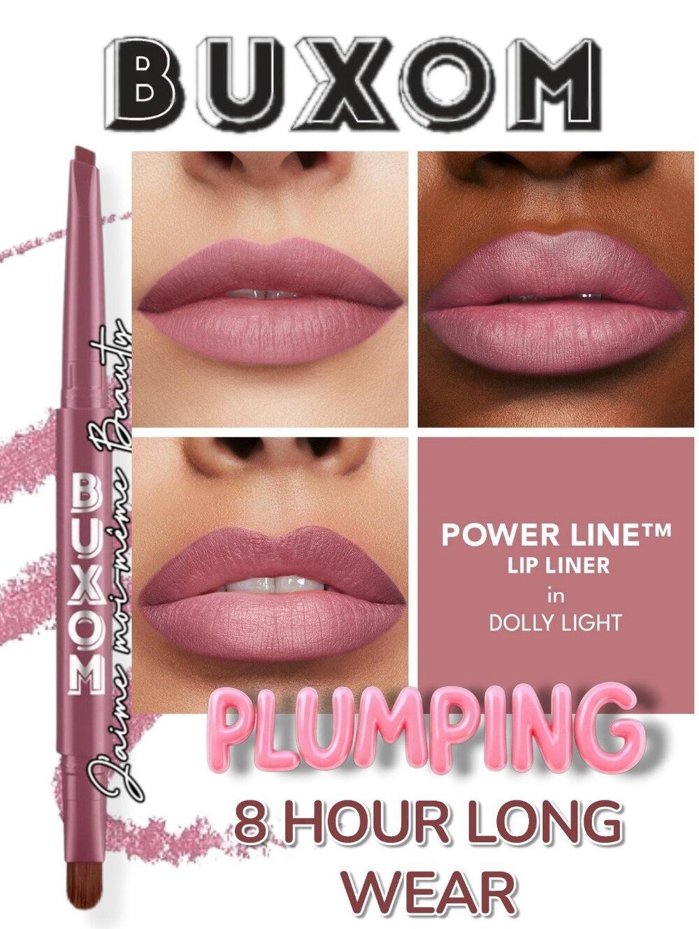 Buxom Long Wear Plumping Lip Liner In Dolly Light - Light Cool Toned Mauve